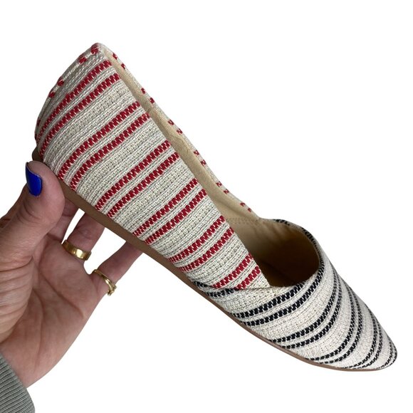 Market & Spruce Womens Striped Canvas Flats Size 6 Red & Black cream - Picture 1 of 8